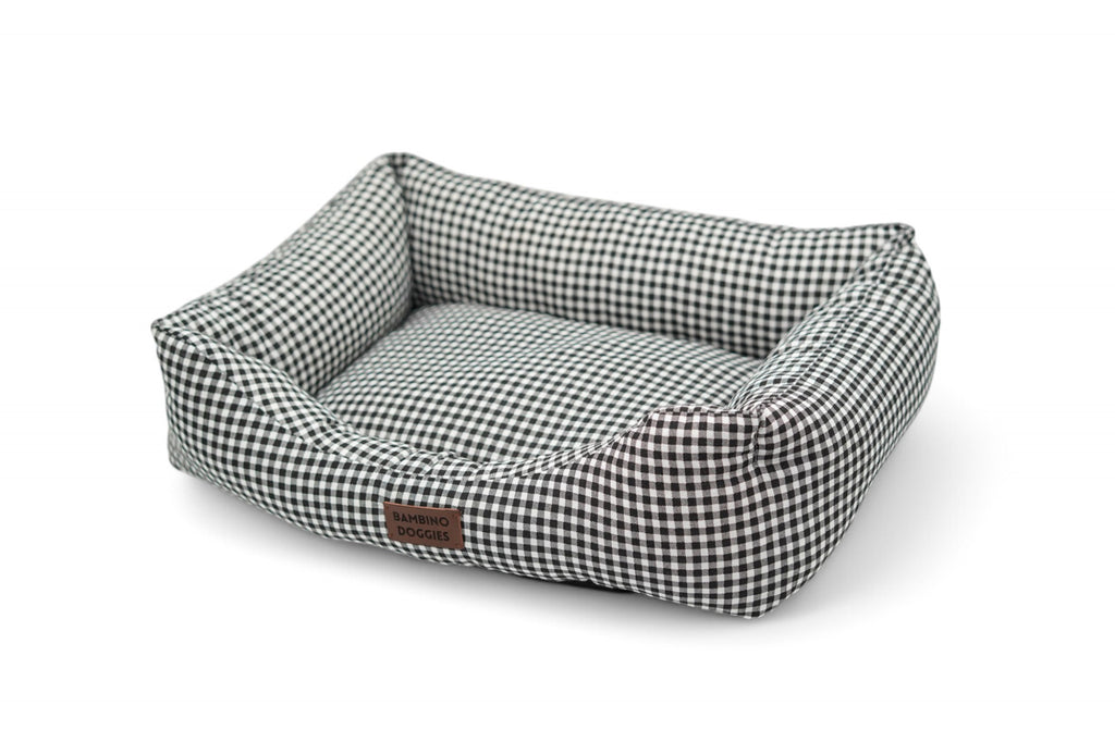 Cama para perros vichy negro