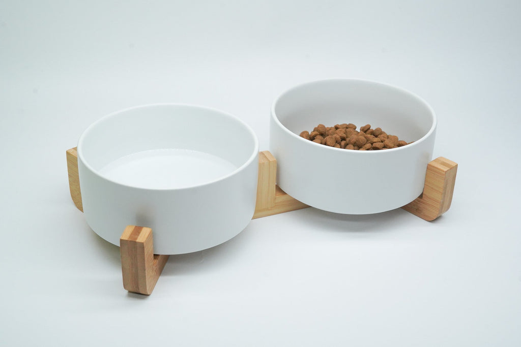 Comedero doble para perros blanco