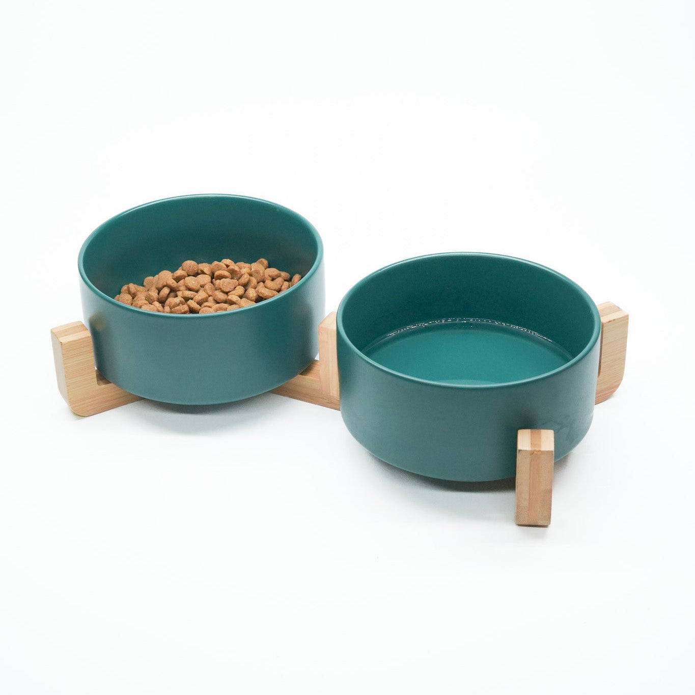 Comedero doble para perros verde