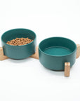 Comedero doble para perros verde