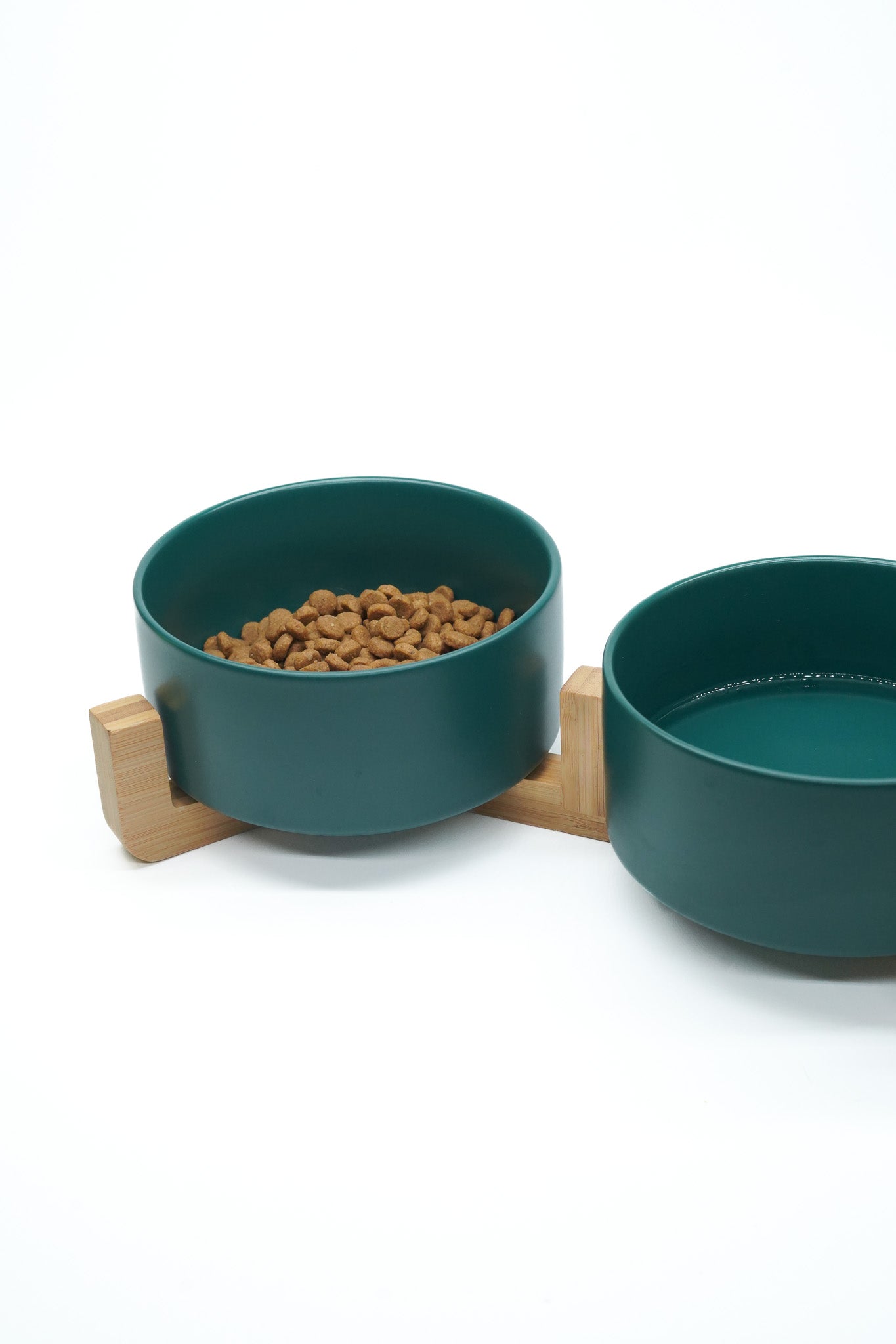 Comedero doble para perros verde