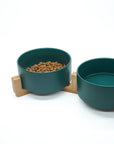Comedero doble para perros verde
