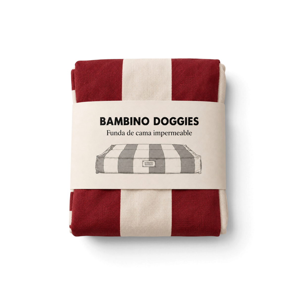 Funda de cama impermeable para perros Bambino Doggies con diseño de rayas anchas en color rojo y blanco