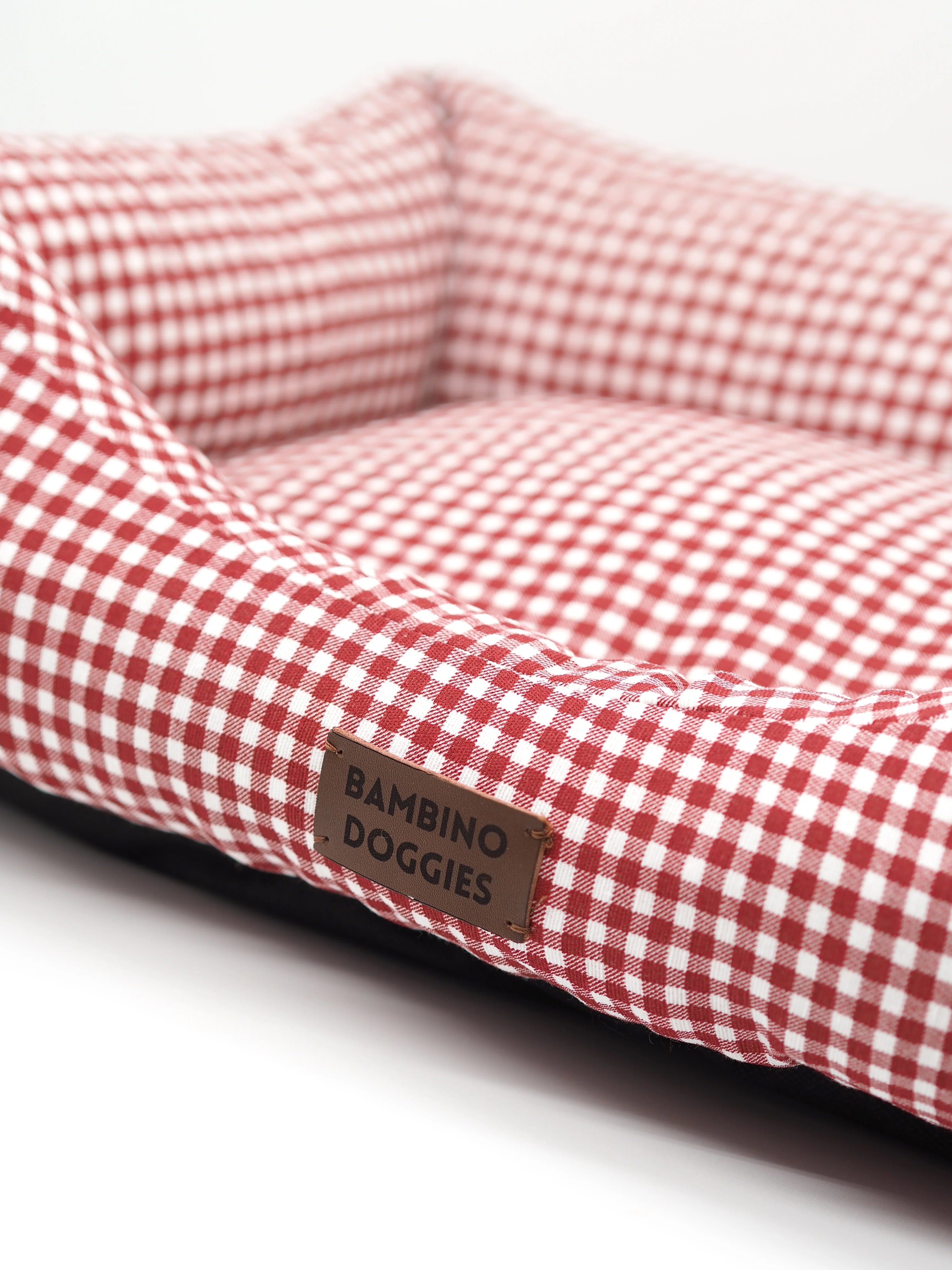 Cama para perros Vichy granate